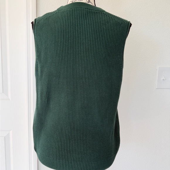 COS Knit Vest Ribbed Crew Neck Dark Green Size S Cotton Cabin Luxury NORMCORE - Picture 7 of 14
